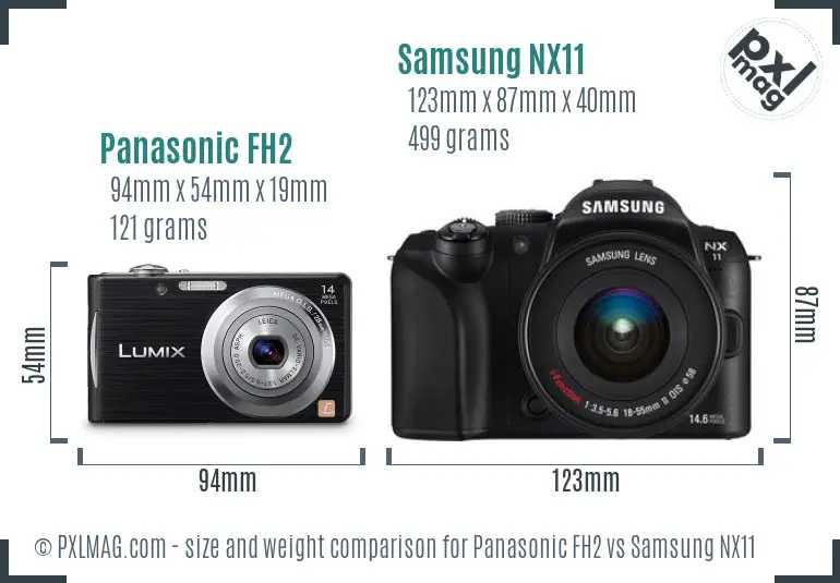 Panasonic FH2 vs Samsung NX11 size comparison