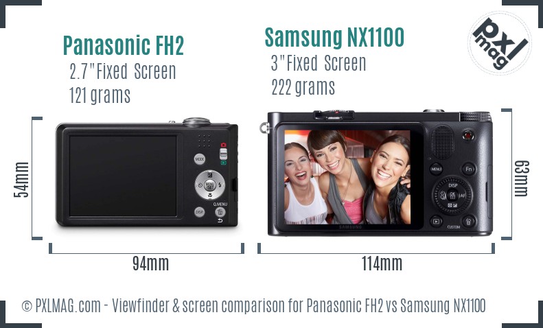 Panasonic FH2 vs Samsung NX1100 Screen and Viewfinder comparison