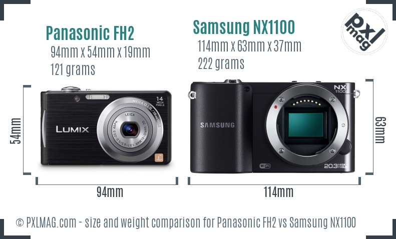 Panasonic FH2 vs Samsung NX1100 size comparison Panasonic FH2 vs Samsung NX1100 size comparison