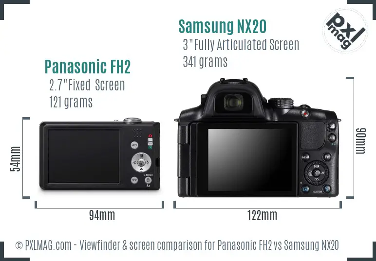 Panasonic FH2 vs Samsung NX20 Screen and Viewfinder comparison Panasonic FH2 vs Samsung NX20 Screen and Viewfinder comparison