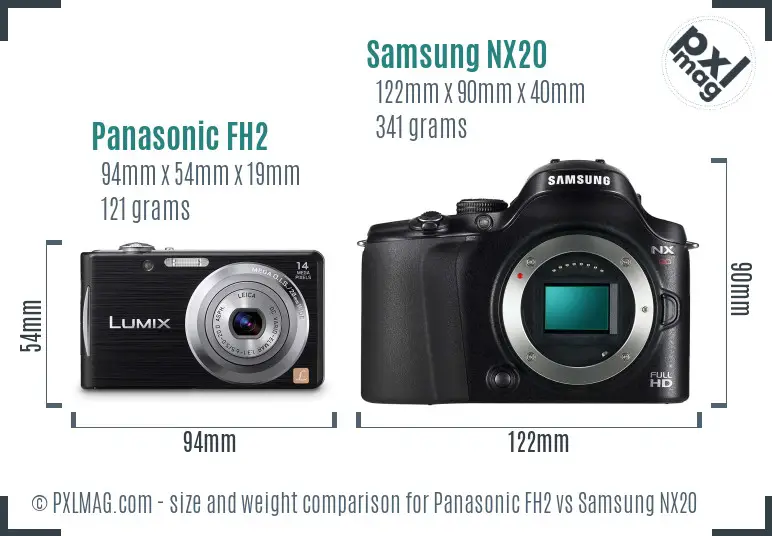 Panasonic FH2 vs Samsung NX20 size comparison Panasonic FH2 vs Samsung NX20 size comparison