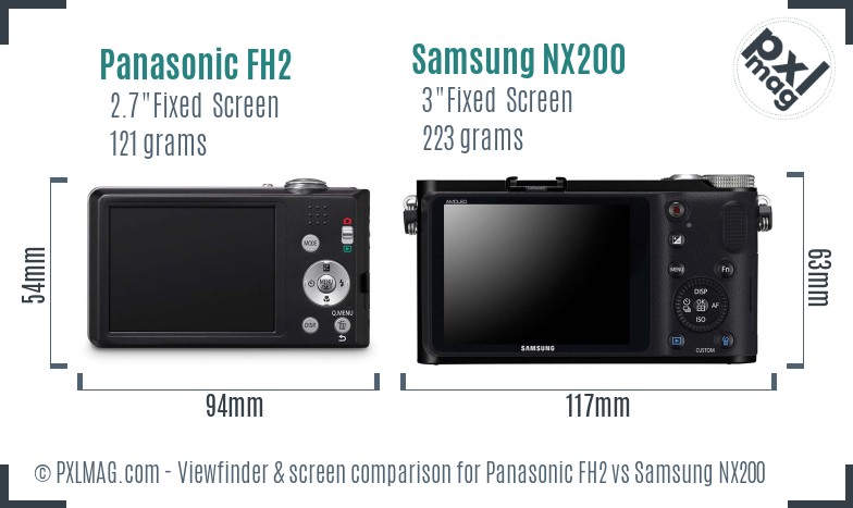 Panasonic FH2 vs Samsung NX200 Screen and Viewfinder comparison