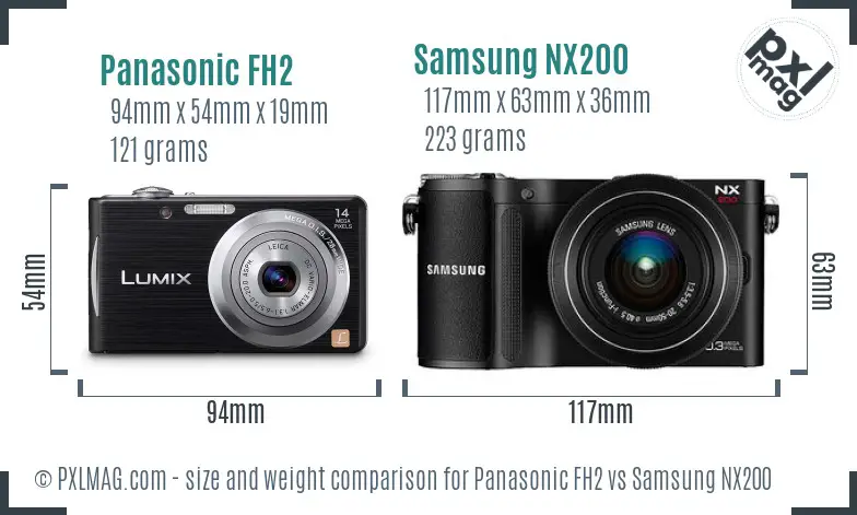 Panasonic FH2 vs Samsung NX200 size comparison