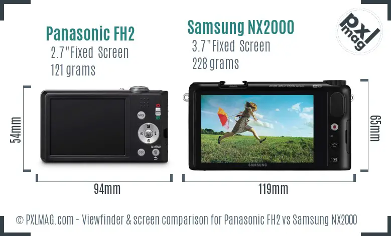 Panasonic FH2 vs Samsung NX2000 Screen and Viewfinder comparison