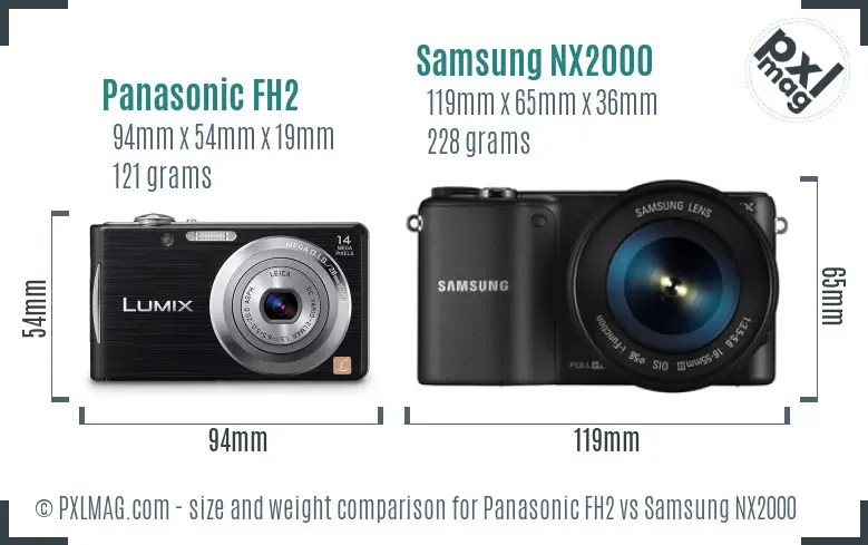 Panasonic FH2 vs Samsung NX2000 size comparison