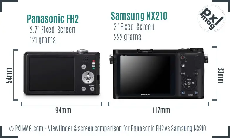 Panasonic FH2 vs Samsung NX210 Screen and Viewfinder comparison