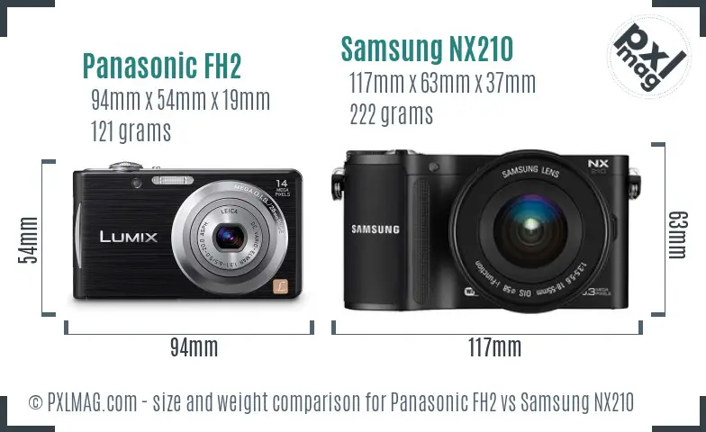 Panasonic FH2 vs Samsung NX210 size comparison