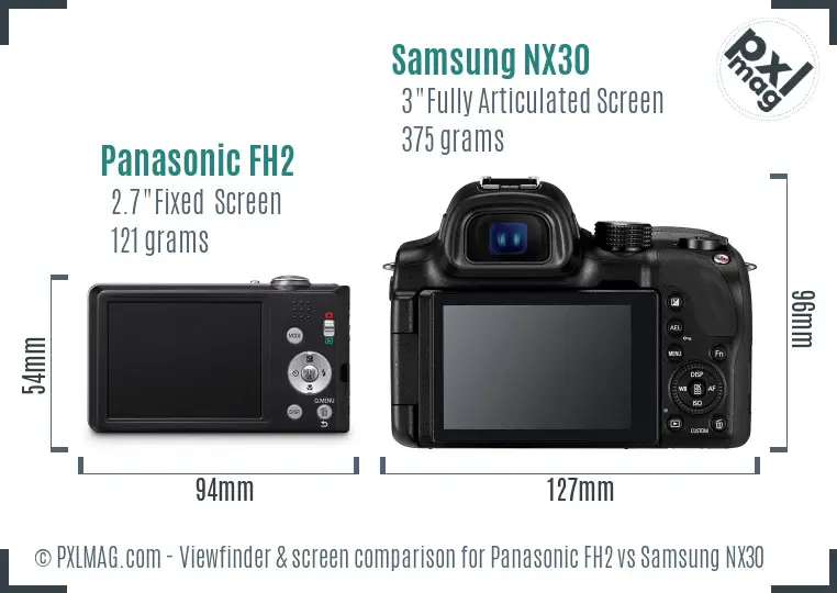 Panasonic FH2 vs Samsung NX30 Screen and Viewfinder comparison Panasonic FH2 vs Samsung NX30 Screen and Viewfinder comparison