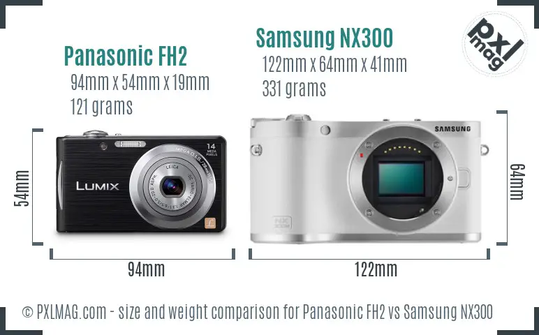 Panasonic FH2 vs Samsung NX300 size comparison