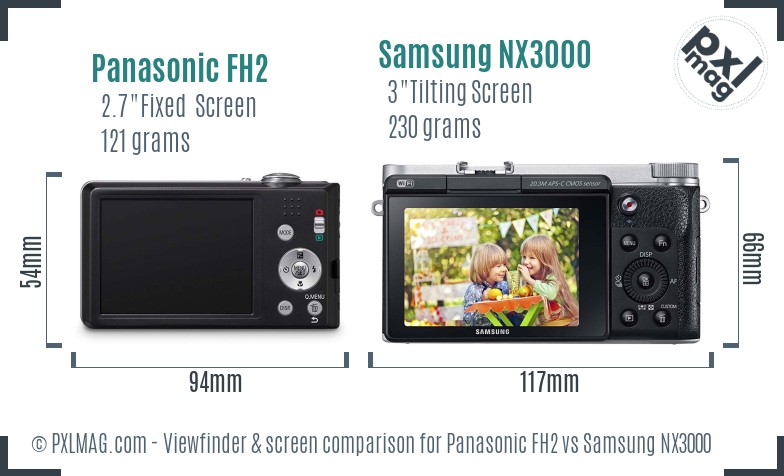 Panasonic FH2 vs Samsung NX3000 Screen and Viewfinder comparison