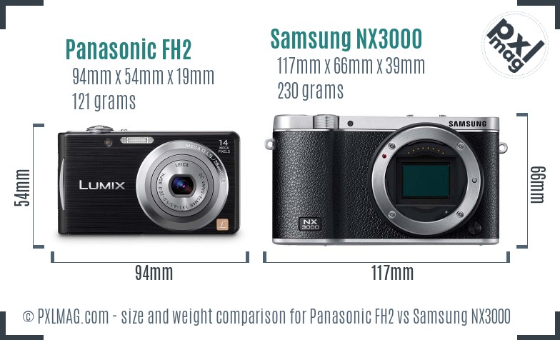 Panasonic FH2 vs Samsung NX3000 size comparison Panasonic FH2 vs Samsung NX3000 size comparison