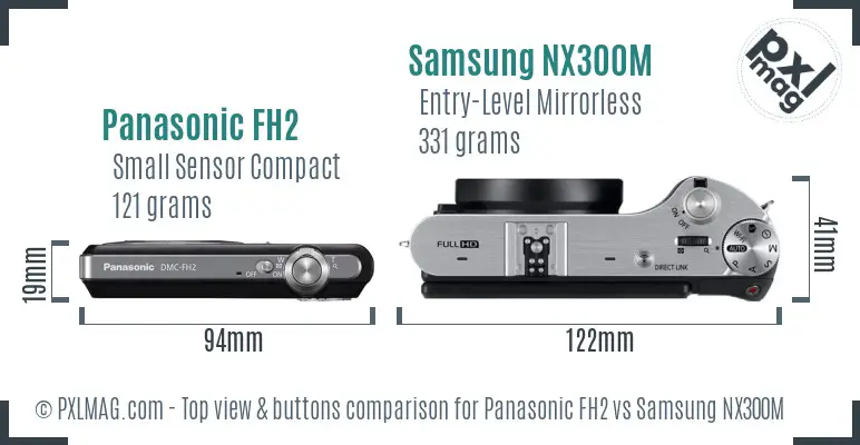 Panasonic FH2 vs Samsung NX300M top view buttons comparison
