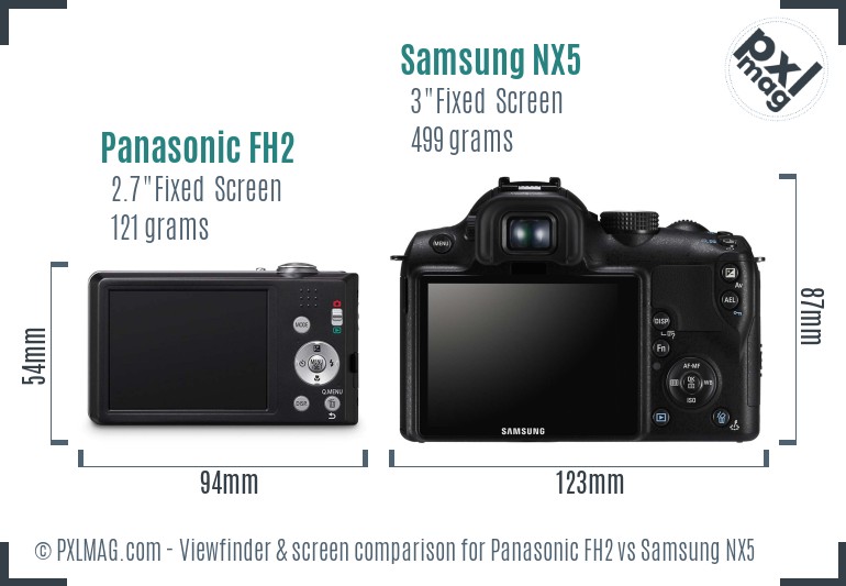 Panasonic FH2 vs Samsung NX5 Screen and Viewfinder comparison