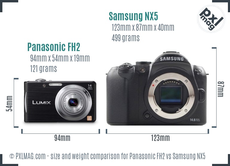 Panasonic FH2 vs Samsung NX5 size comparison Panasonic FH2 vs Samsung NX5 size comparison