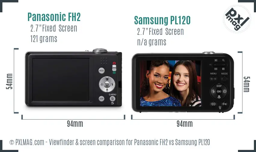 Panasonic FH2 vs Samsung PL120 Screen and Viewfinder comparison