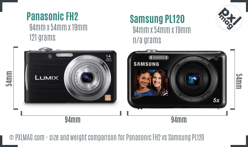 Panasonic FH2 vs Samsung PL120 size comparison
