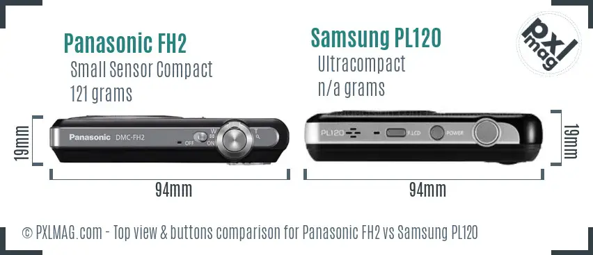 Panasonic FH2 vs Samsung PL120 top view buttons comparison
