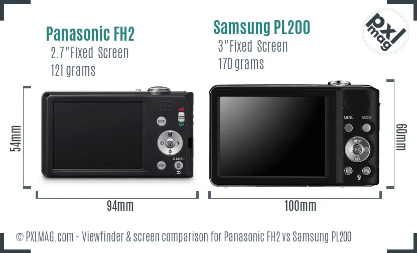 Panasonic FH2 vs Samsung PL200 Screen and Viewfinder comparison