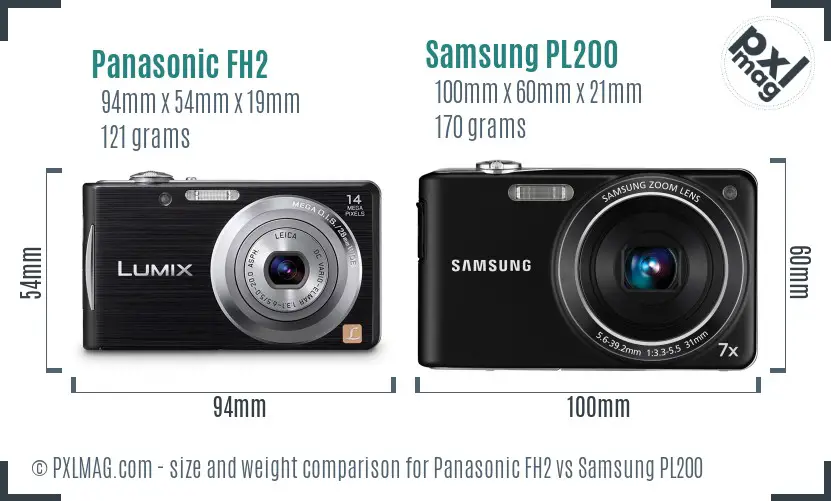 Panasonic FH2 vs Samsung PL200 size comparison