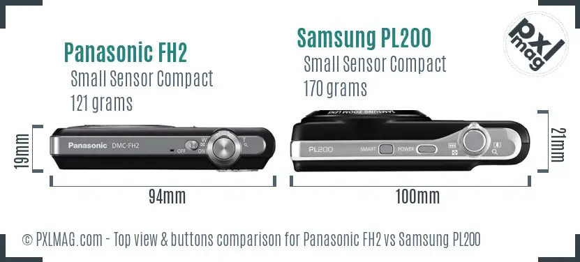 Panasonic FH2 vs Samsung PL200 top view buttons comparison