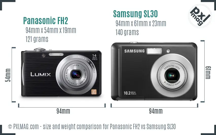 Panasonic FH2 vs Samsung SL30 size comparison Panasonic FH2 vs Samsung SL30 size comparison