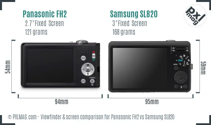 Panasonic FH2 vs Samsung SL820 Screen and Viewfinder comparison Panasonic FH2 vs Samsung SL820 Screen and Viewfinder comparison