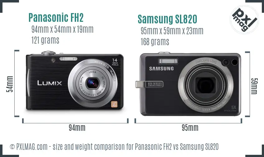 Panasonic FH2 vs Samsung SL820 size comparison Panasonic FH2 vs Samsung SL820 size comparison