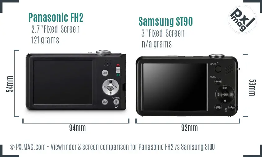 Panasonic FH2 vs Samsung ST90 Screen and Viewfinder comparison