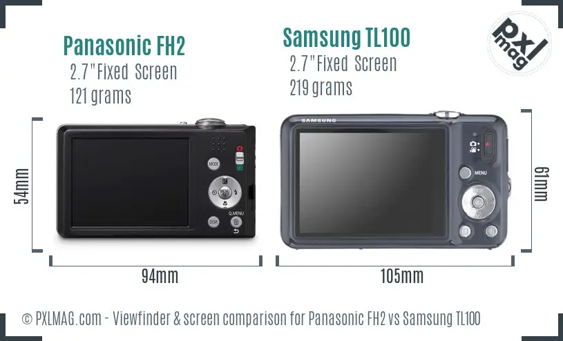 Panasonic FH2 vs Samsung TL100 Screen and Viewfinder comparison