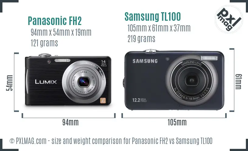 Panasonic FH2 vs Samsung TL100 size comparison