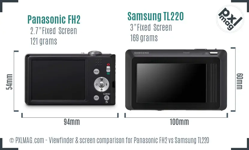 Panasonic FH2 vs Samsung TL220 Screen and Viewfinder comparison