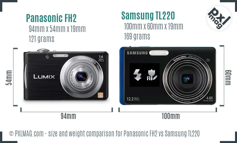 Panasonic FH2 vs Samsung TL220 size comparison