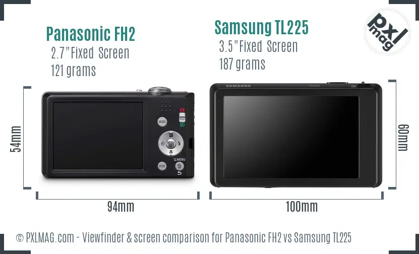 Panasonic FH2 vs Samsung TL225 Screen and Viewfinder comparison