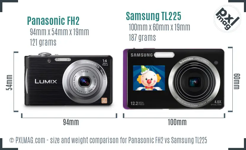 Panasonic FH2 vs Samsung TL225 size comparison