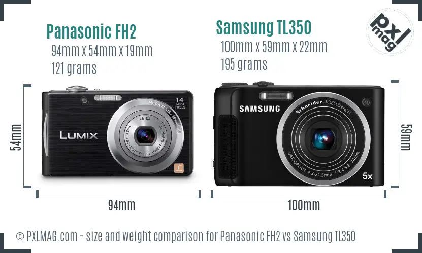 Panasonic FH2 vs Samsung TL350 size comparison