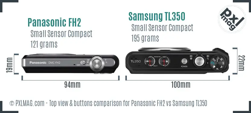 Panasonic FH2 vs Samsung TL350 top view buttons comparison