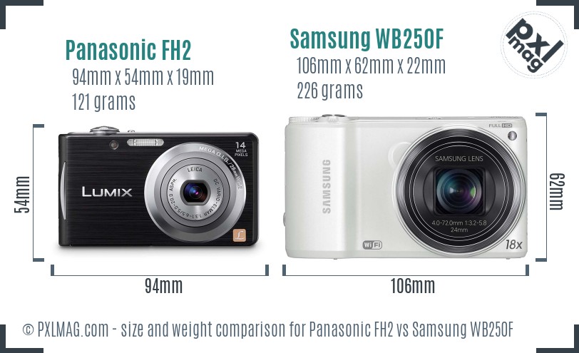 Panasonic FH2 vs Samsung WB250F size comparison Panasonic FH2 vs Samsung WB250F size comparison