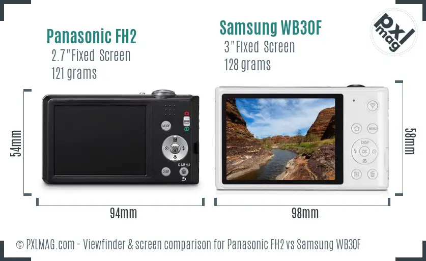 Panasonic FH2 vs Samsung WB30F Screen and Viewfinder comparison