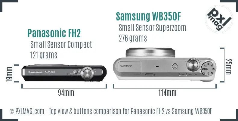 Panasonic FH2 vs Samsung WB350F top view buttons comparison