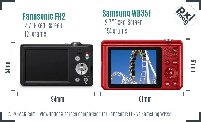 Panasonic FH2 vs Samsung WB35F Screen and Viewfinder comparison Panasonic FH2 vs Samsung WB35F Screen and Viewfinder comparison