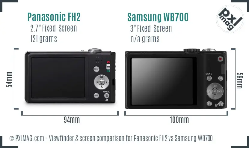 Panasonic FH2 vs Samsung WB700 Screen and Viewfinder comparison