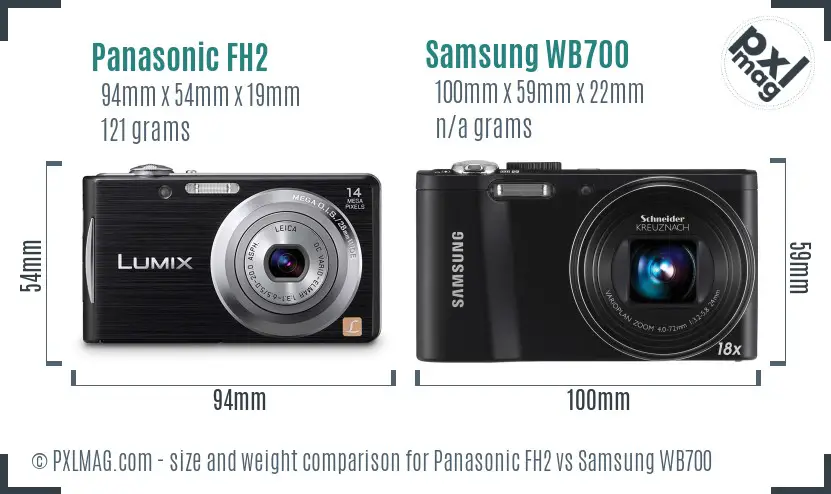 Panasonic FH2 vs Samsung WB700 size comparison