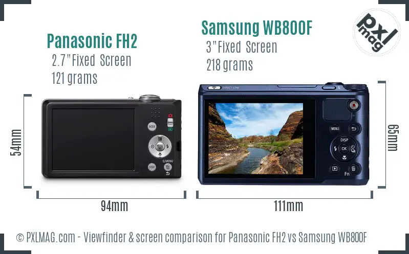Panasonic FH2 vs Samsung WB800F Screen and Viewfinder comparison