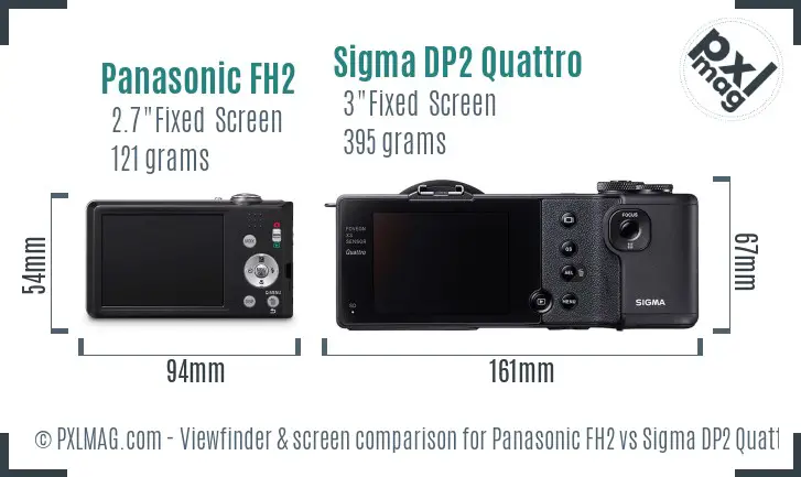 Panasonic FH2 vs Sigma DP2 Quattro Screen and Viewfinder comparison