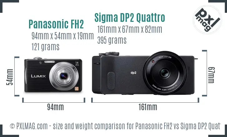 Panasonic FH2 vs Sigma DP2 Quattro size comparison