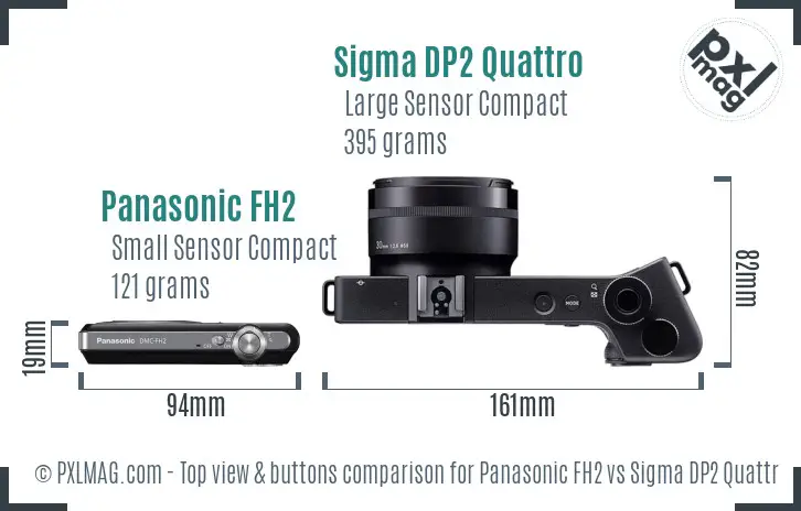 Panasonic FH2 vs Sigma DP2 Quattro top view buttons comparison