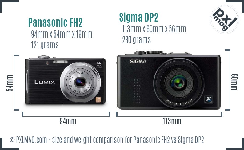 Panasonic FH2 vs Sigma DP2 size comparison Panasonic FH2 vs Sigma DP2 size comparison