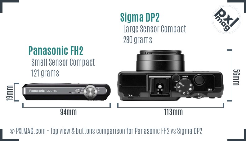 Panasonic FH2 vs Sigma DP2 top view buttons comparison