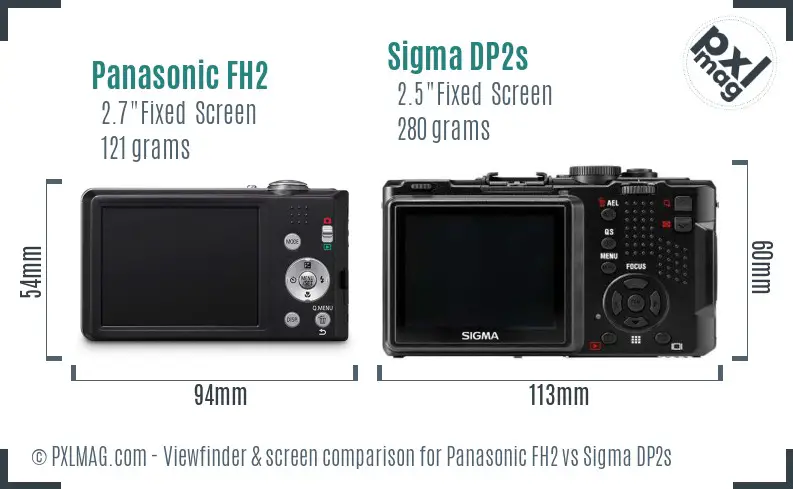 Panasonic FH2 vs Sigma DP2s Screen and Viewfinder comparison