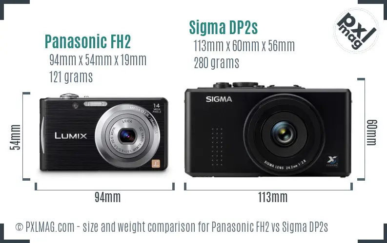 Panasonic FH2 vs Sigma DP2s size comparison